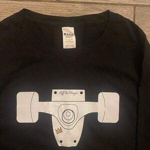 Black Graphic T-Shirt with Skateboard Design